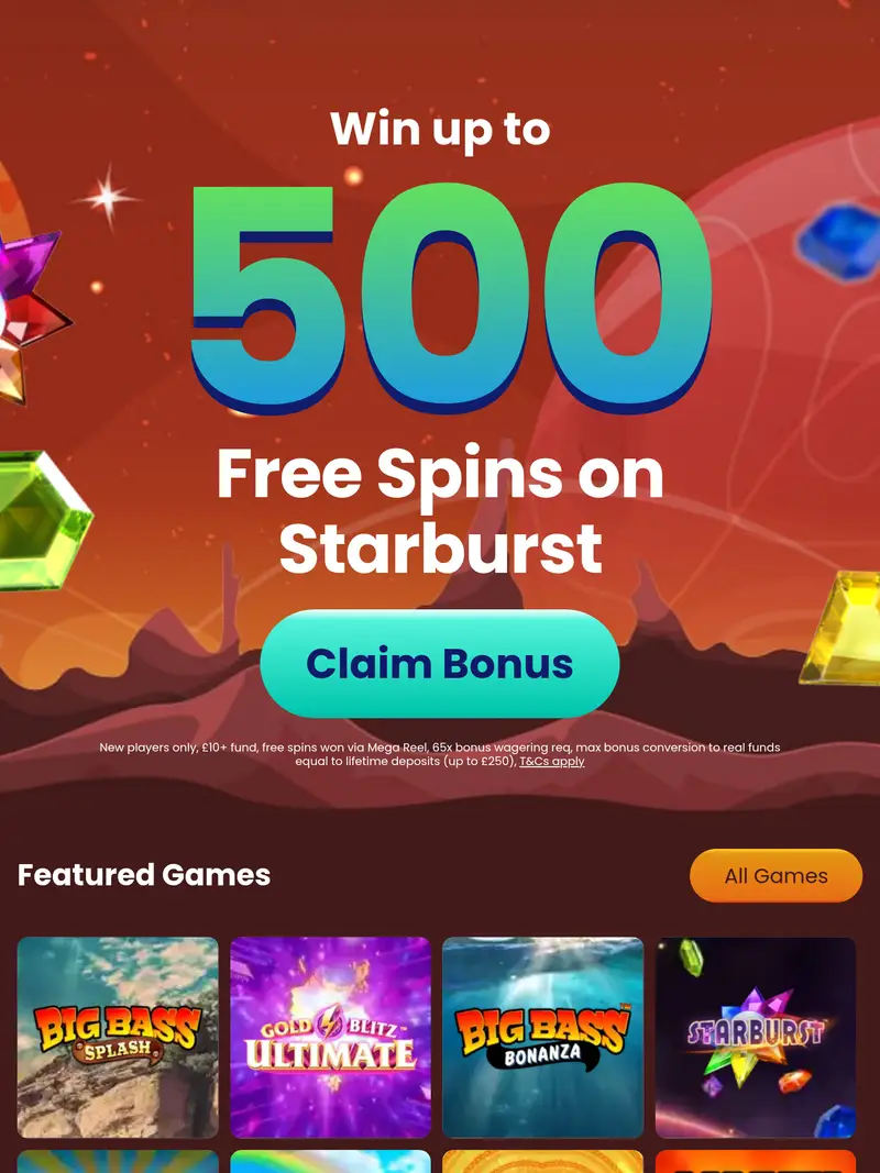 Jupiter Slots - homepage (tablet)