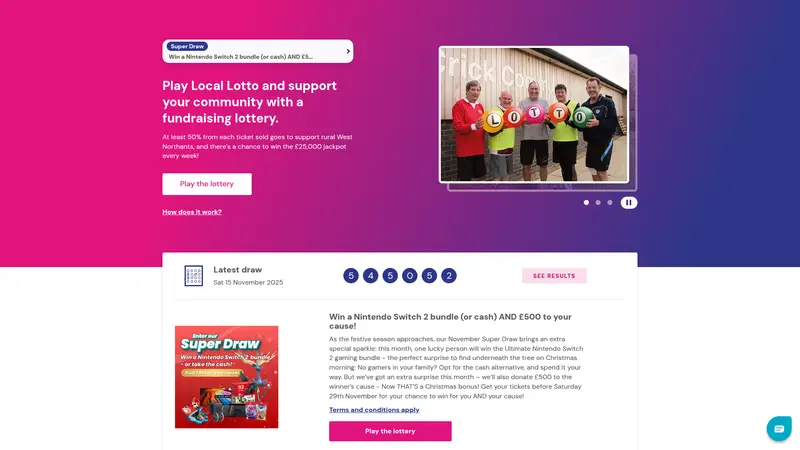 Local Lotto - homepage (desktop)