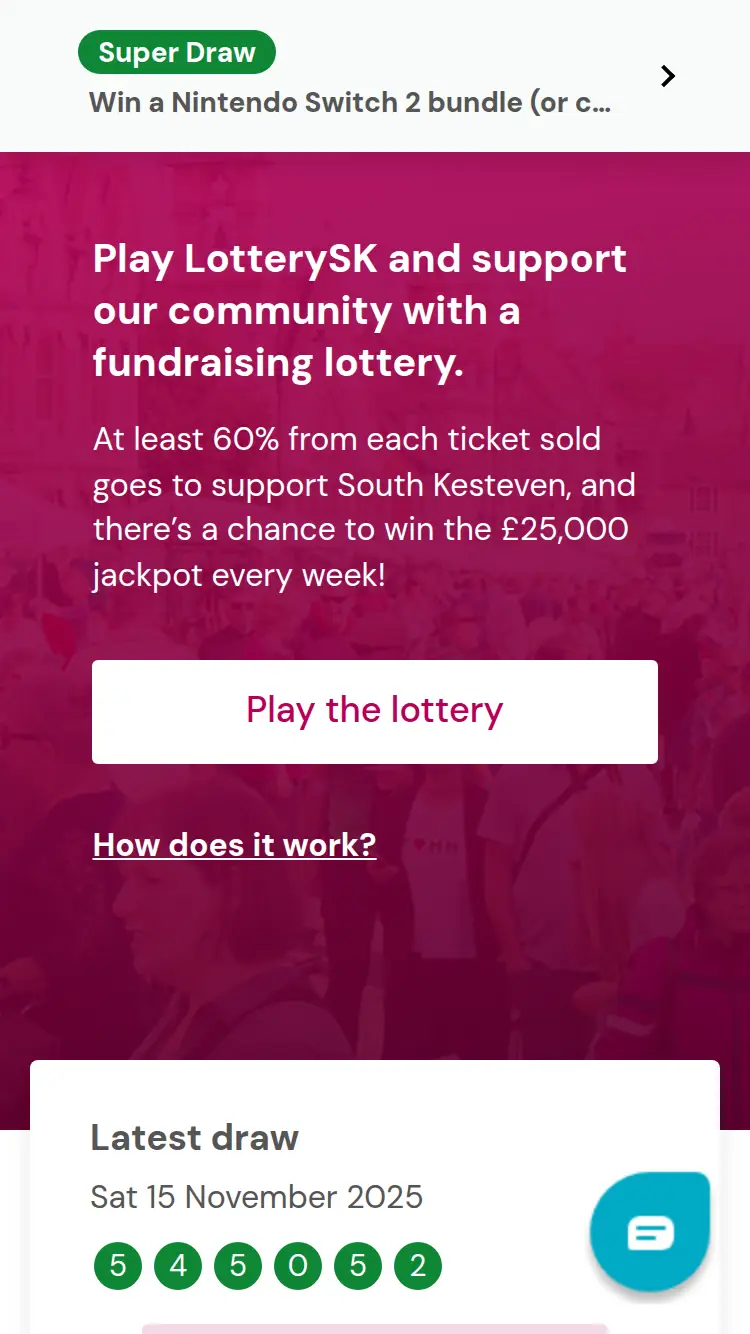 Lotterysk - homepage (mobile)