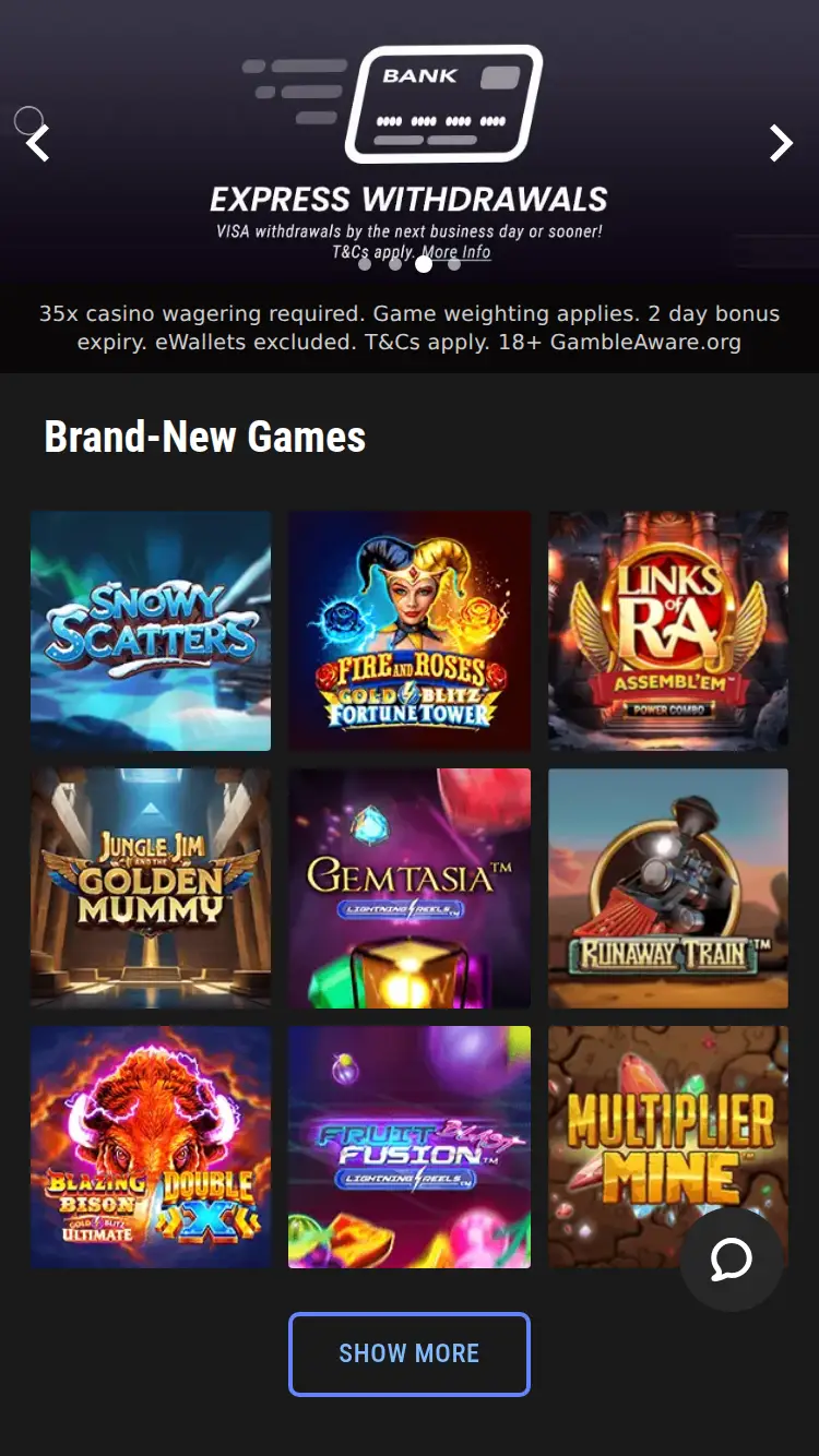 Lucky247 - homepage (mobile)