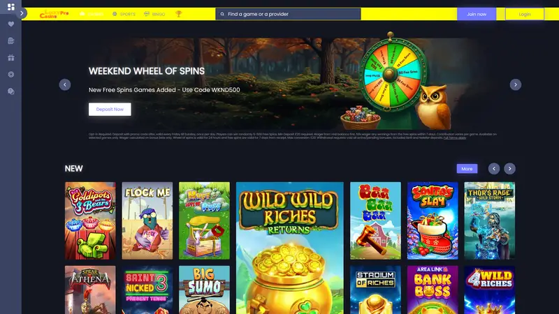 Luckypro Casino - homepage (desktop)