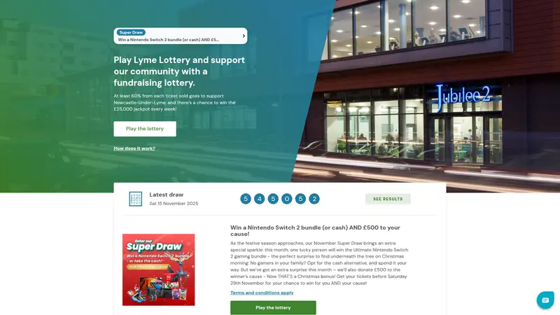 Lyme Lottery - homepage (desktop)
