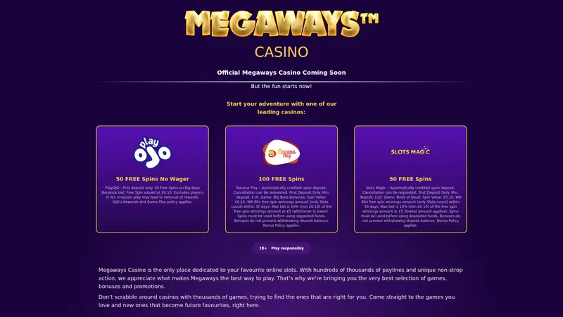 Mega Ways Casino - homepage (desktop)
