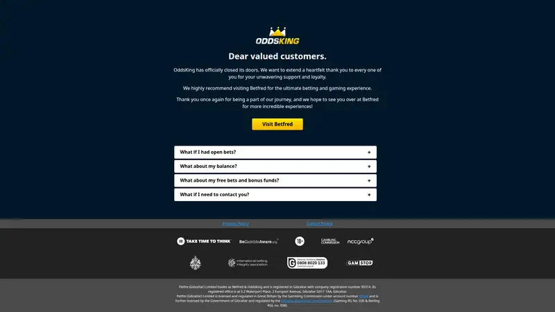 Odds King - homepage (desktop)
