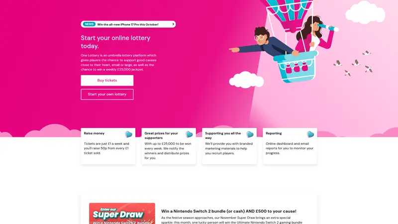 One Lottery - homepage (desktop)