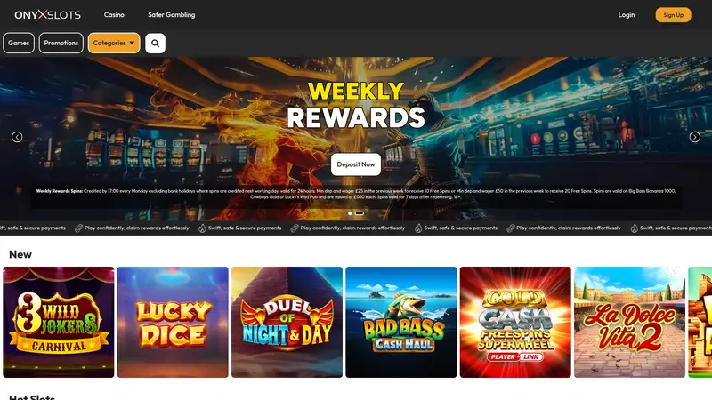 Onyx Slots - homepage (desktop)