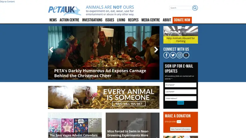 Peta - homepage (desktop)