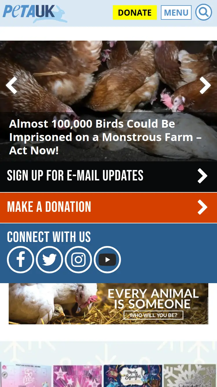 Peta - homepage (mobile)