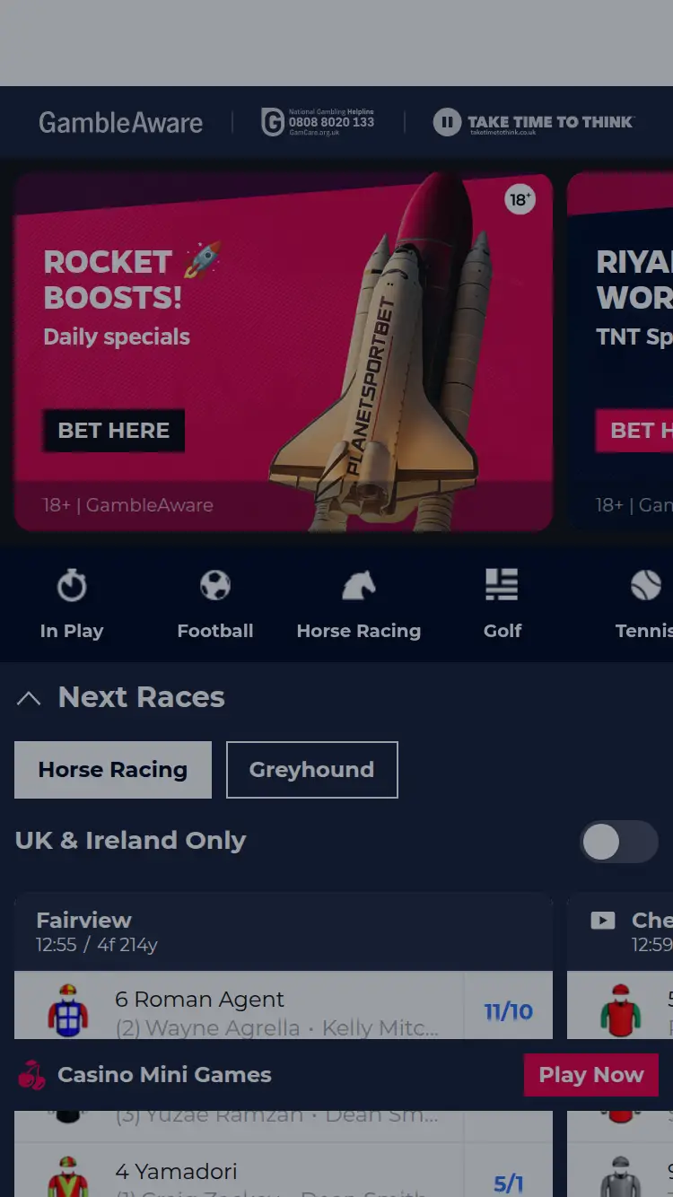 Planetsport Bet - homepage (mobile)