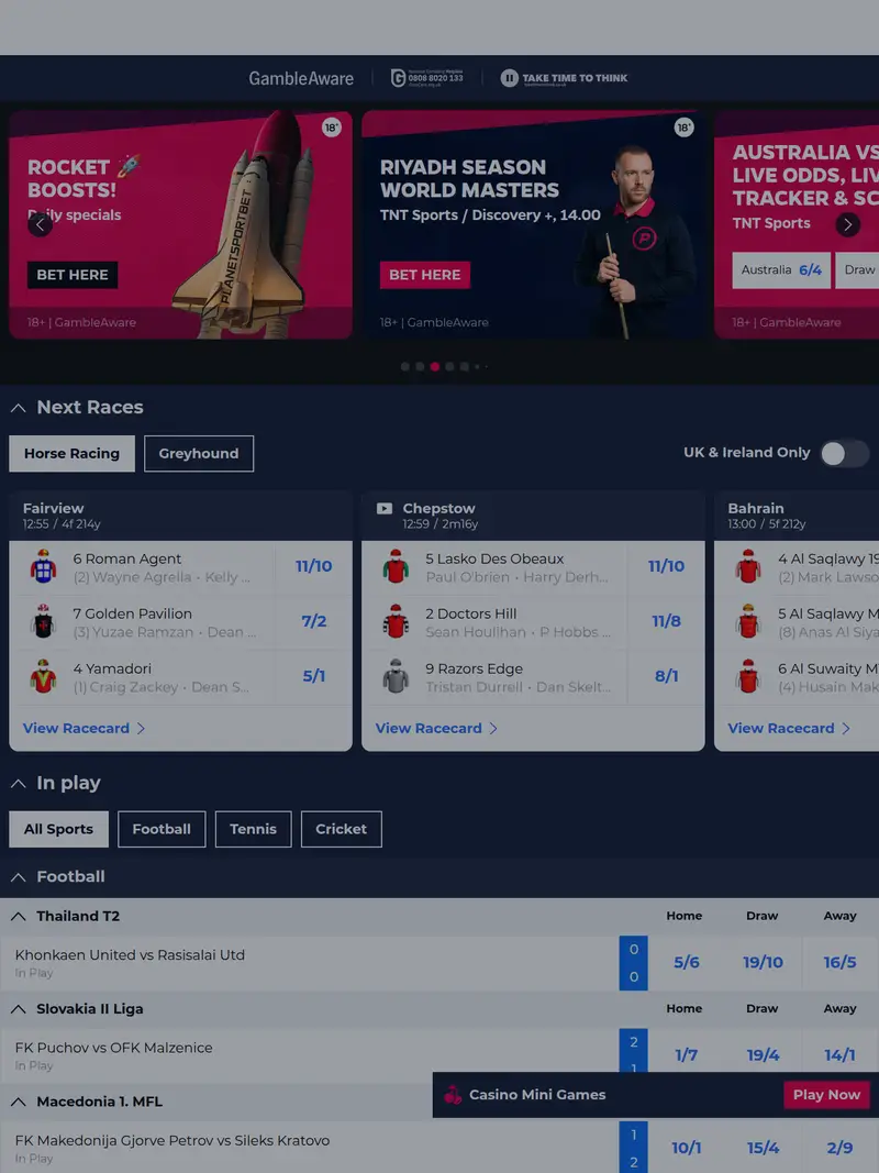 Planetsport Bet - homepage (tablet)