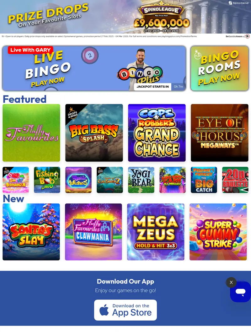 Playbingoplus - homepage (tablet)