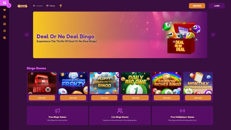 Queens Bingo - homepage (desktop)