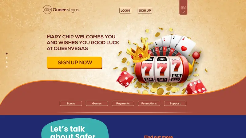 Queen Vegas - homepage (desktop)