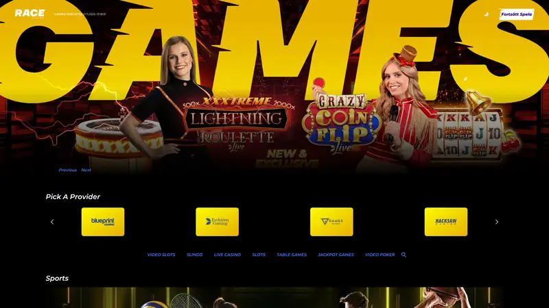 Race Casino - homepage (desktop)