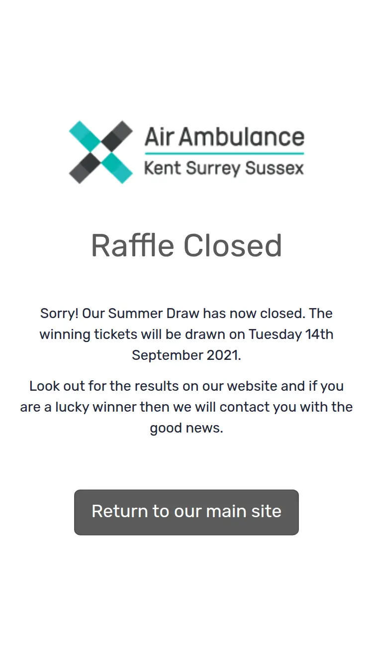 Raffle Entry - homepage (mobile)