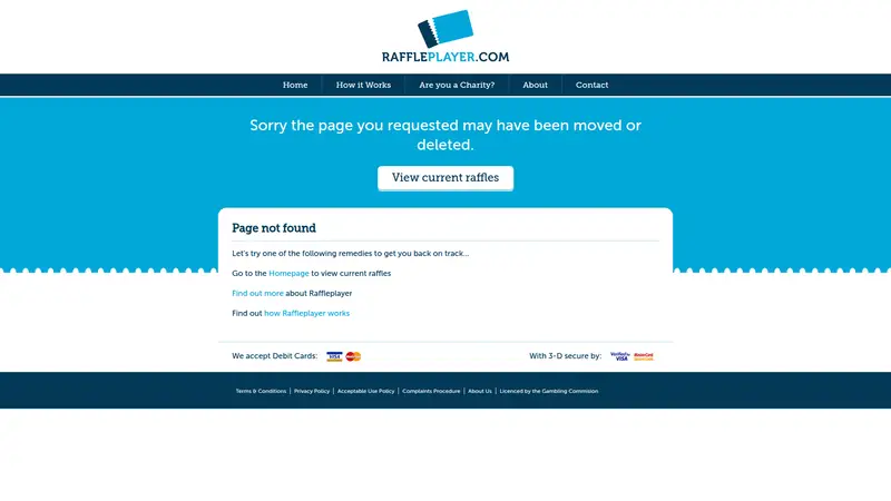 Raffle Player - homepage (desktop)