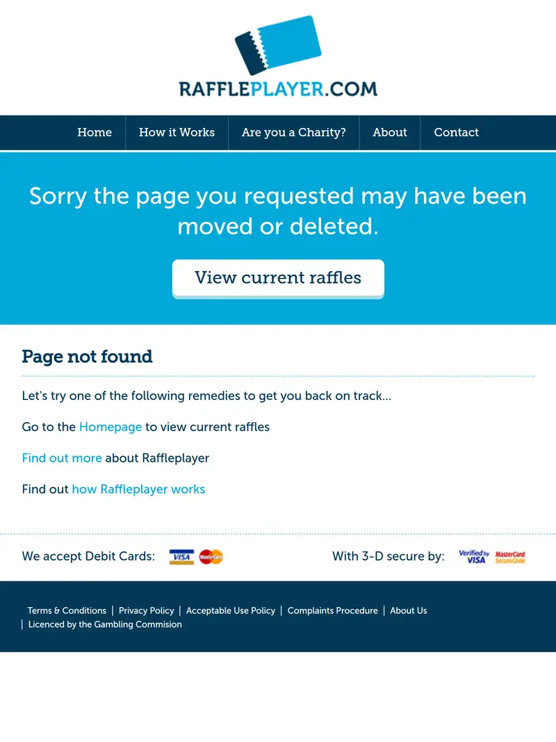 Raffle Player - homepage (tablet)