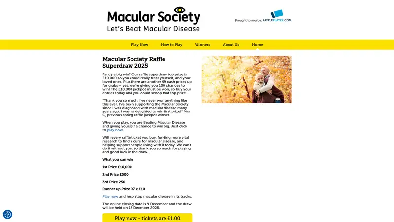 Raffle Player - homepage (desktop)