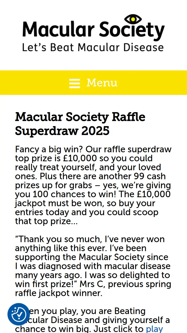 Raffle Player - homepage (mobile)