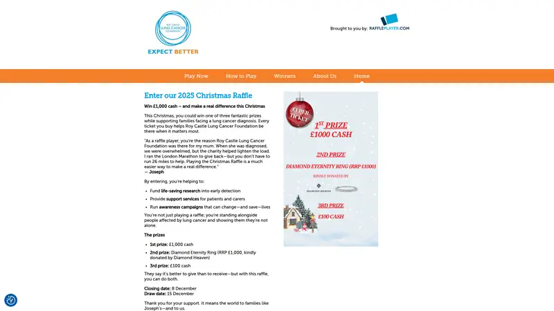 Raffle Player - homepage (desktop)