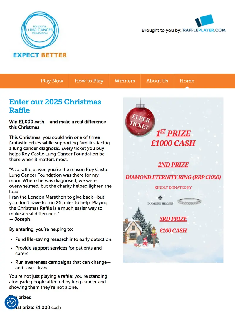 Raffle Player - homepage (tablet)