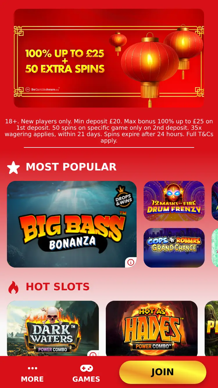 Red Casino - homepage (mobile)