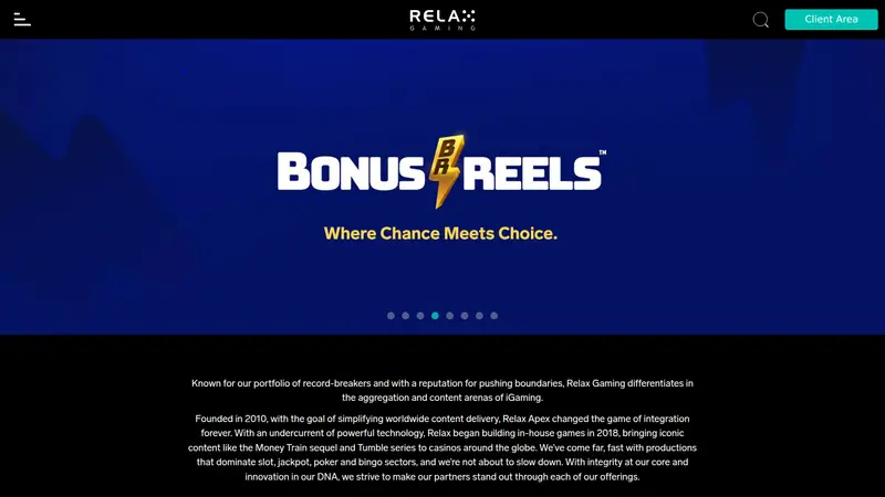 Relax Gaming - homepage (desktop)