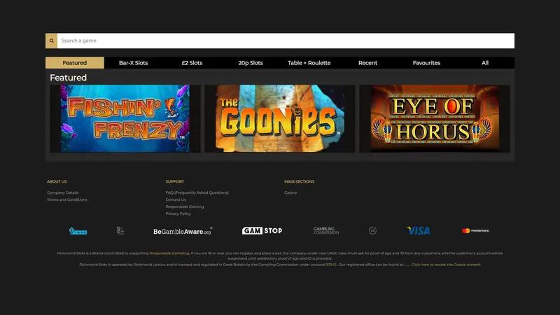 Richmond Slots - homepage (desktop)