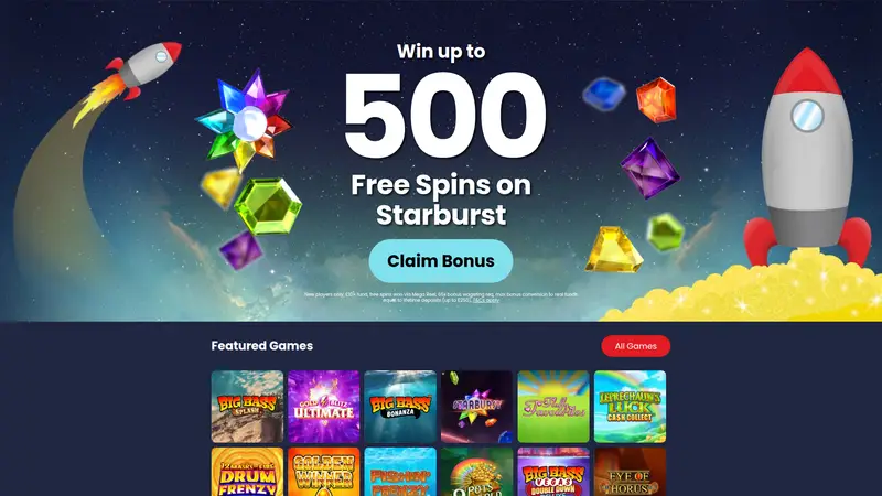 Rocket Slots - homepage (desktop)