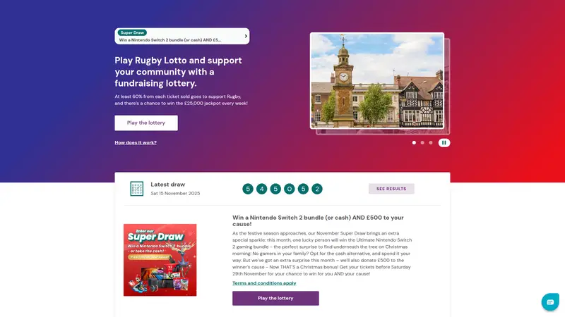 Rugby Lotto - homepage (desktop)