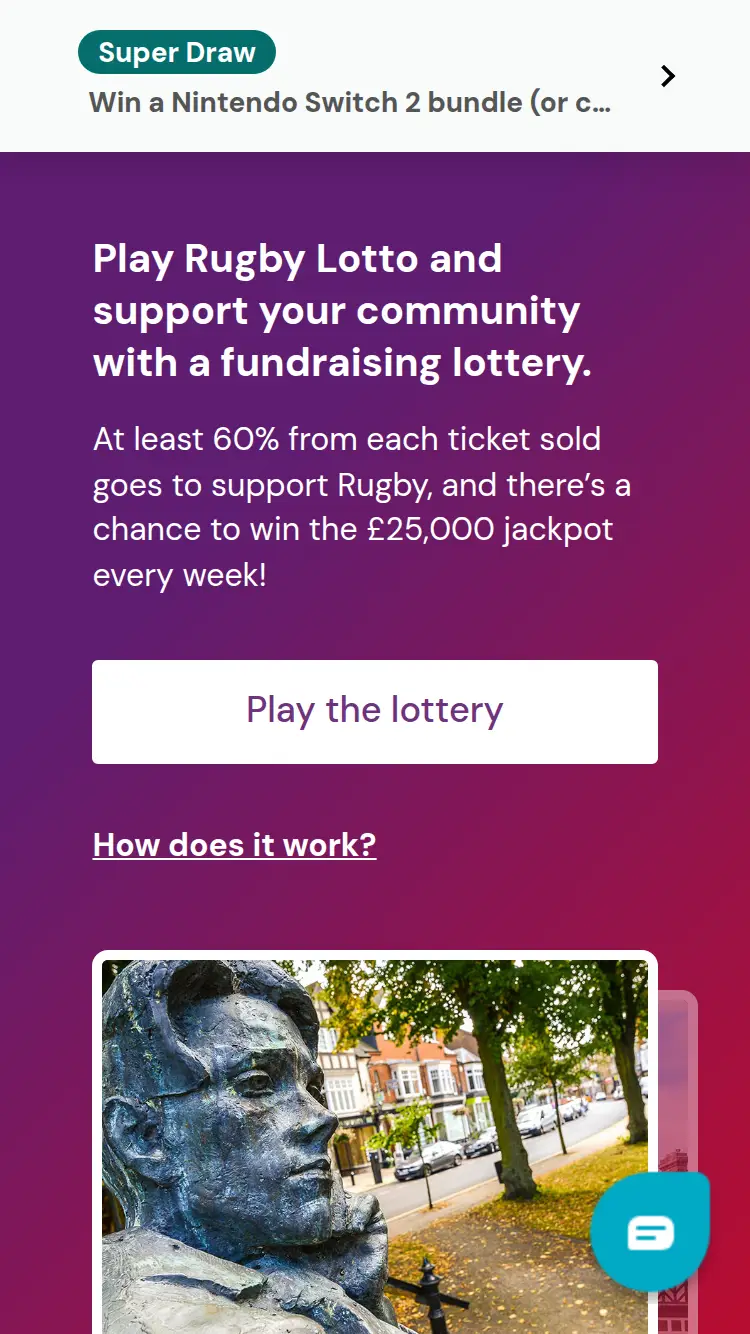 Rugby Lotto - homepage (mobile)