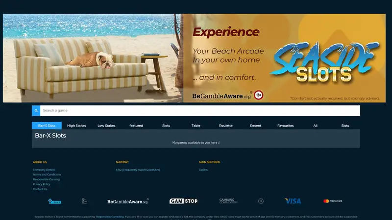 Seaside Slots - homepage (desktop)