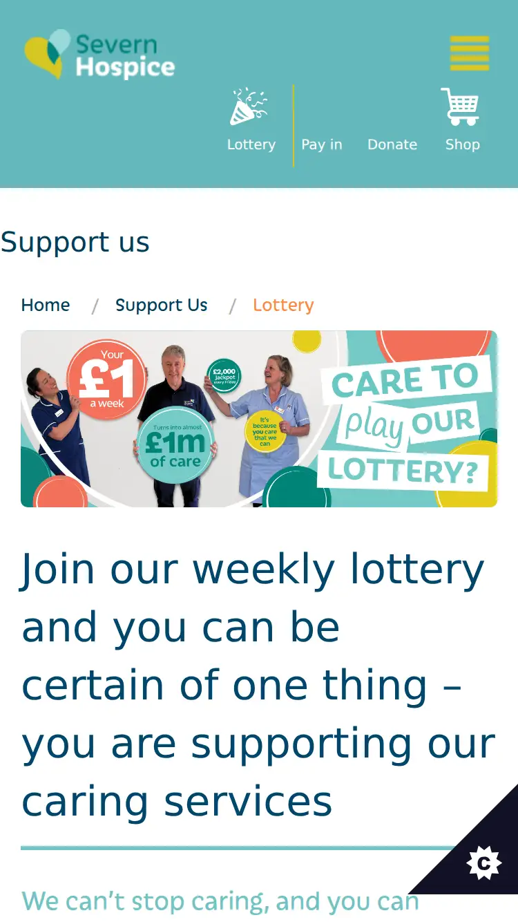 Severnhospice - homepage (mobile)