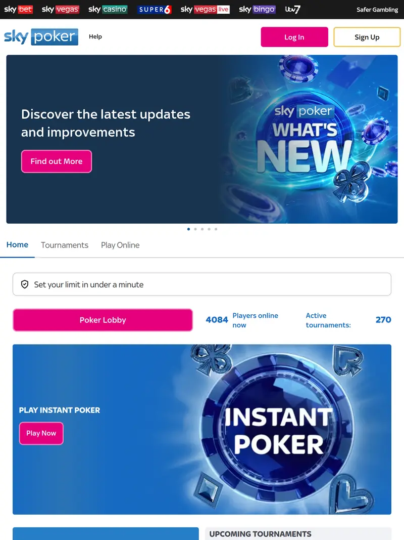 Sky Poker - homepage (tablet)