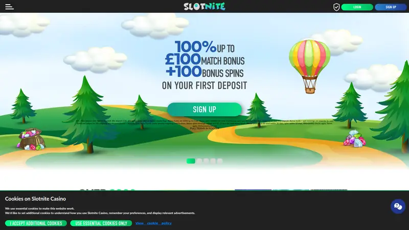 Slotnite - homepage (desktop)