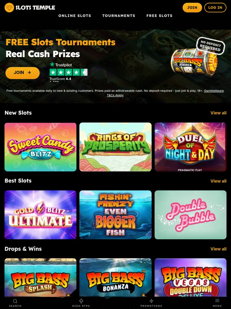 Slotstemple - homepage (tablet)