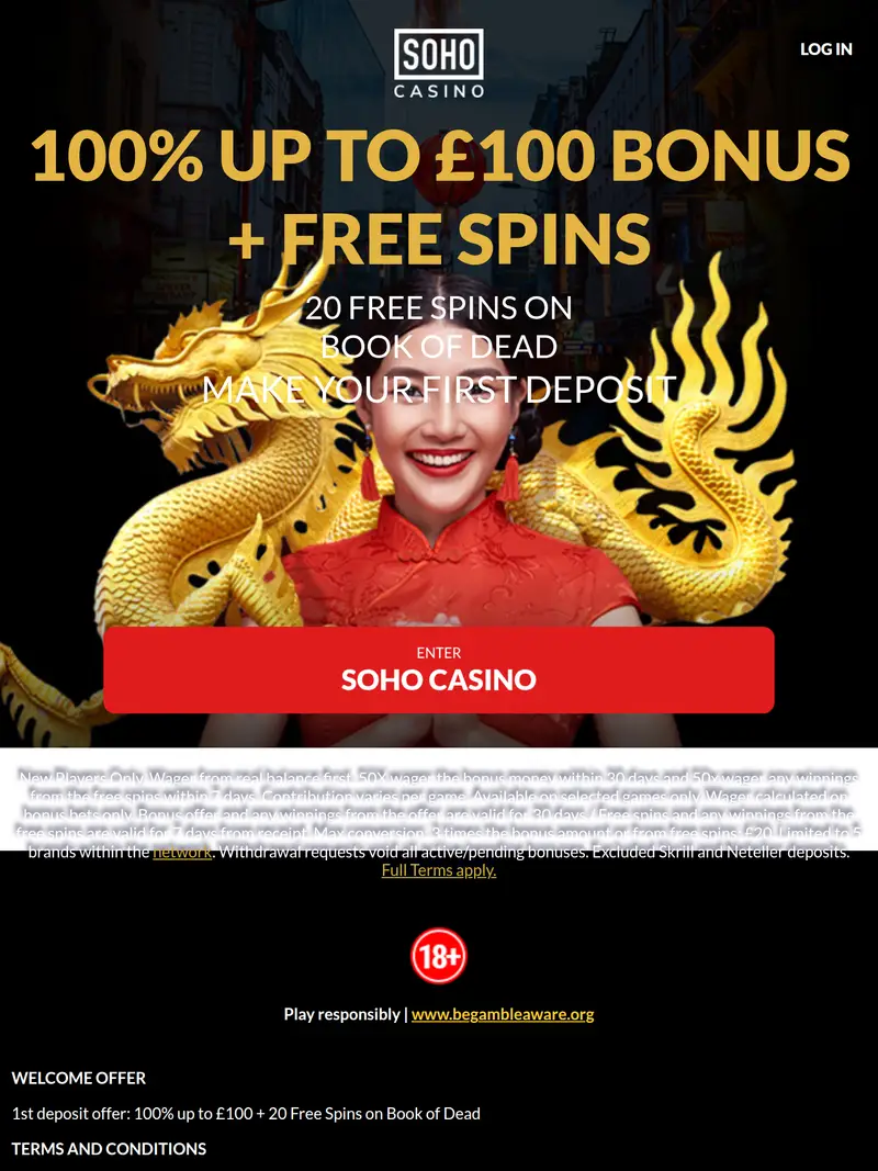 Soho Casino - homepage (tablet)