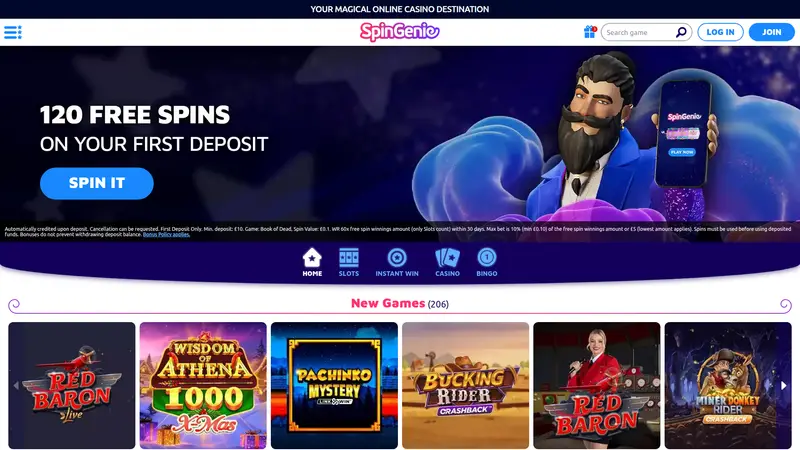 Spin Genie - homepage (desktop)