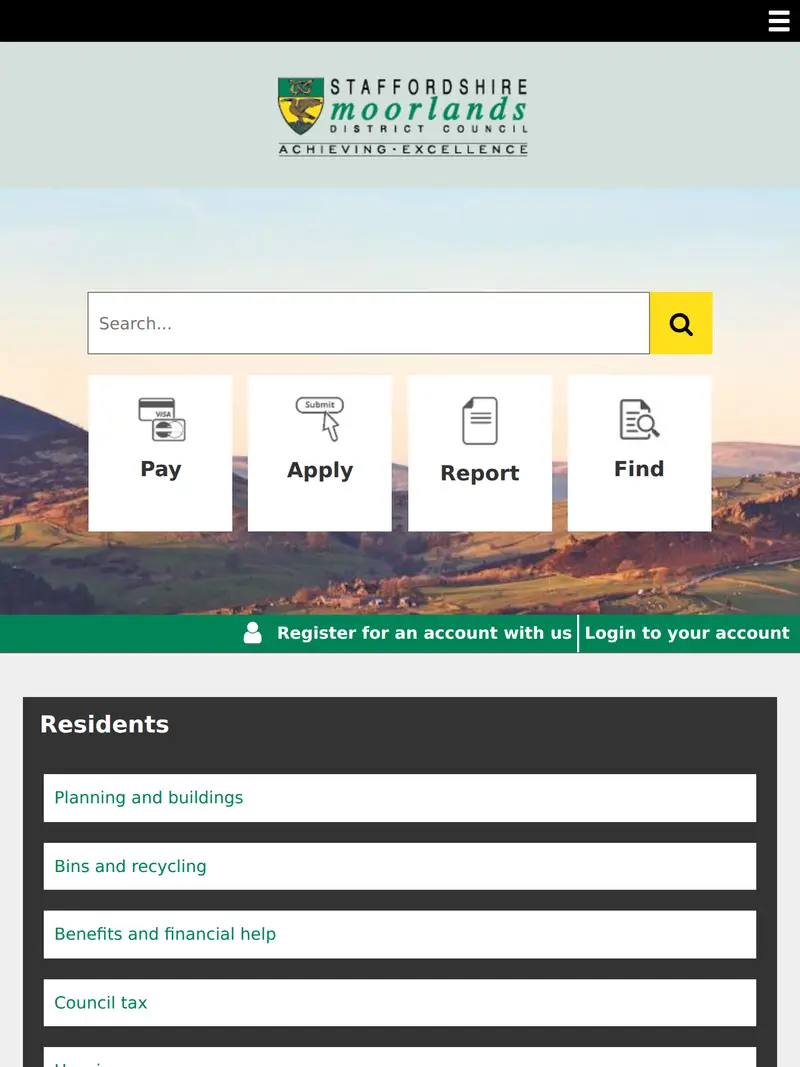 Staffsmoorlands.gov - homepage (tablet)