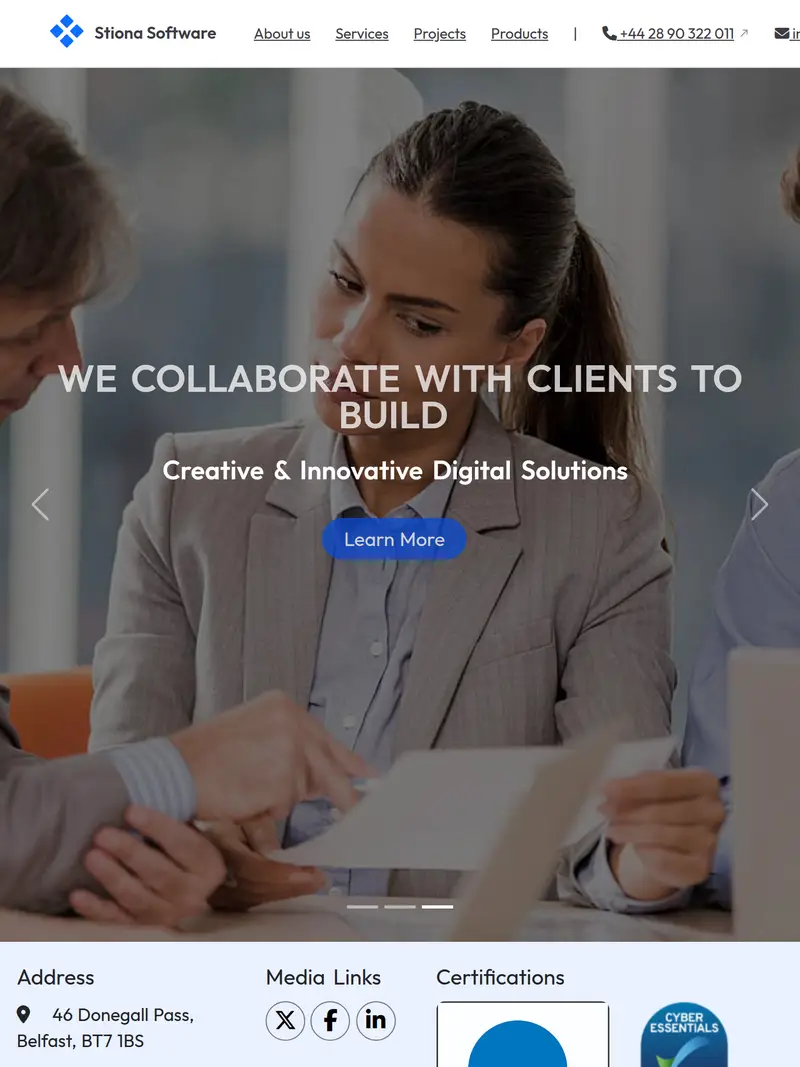 Stiona - homepage (tablet)