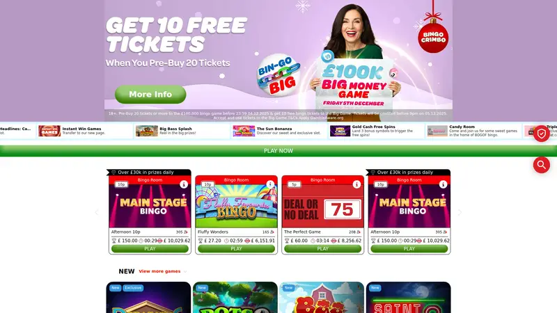 Sun Bingo - homepage (desktop)