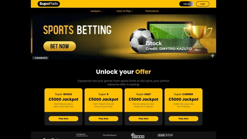 Supapools - homepage (desktop)