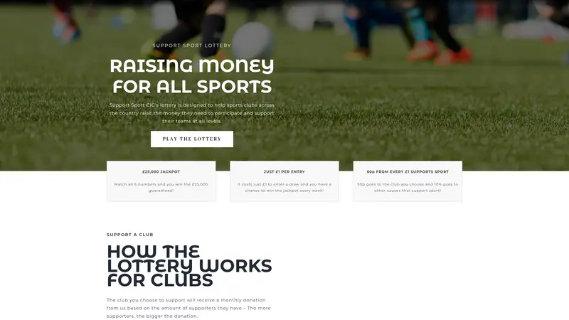 Supportsport Lottery - homepage (desktop)