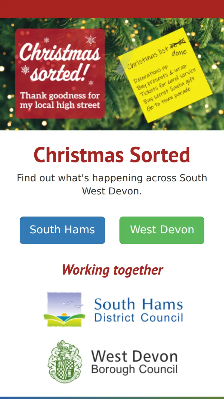 Swdevon.gov - homepage (mobile)