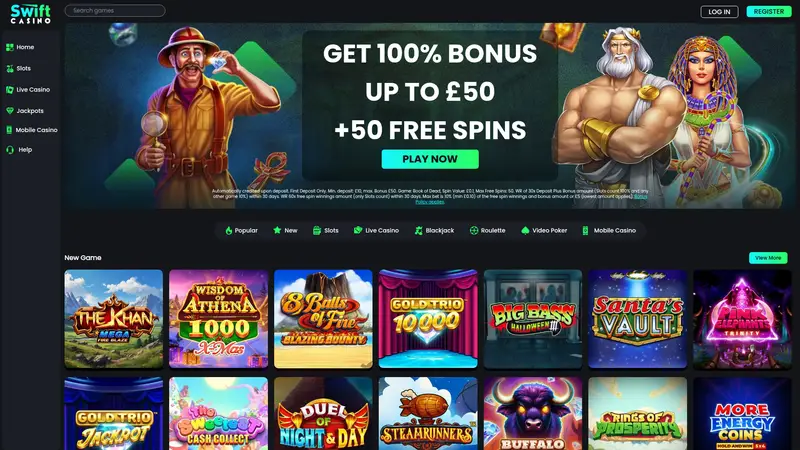 Swift Casino - homepage (desktop)