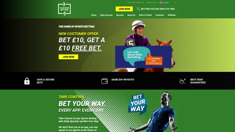 Telephone Betting - homepage (desktop)