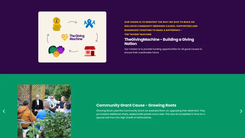 Thegivingmachine - homepage (desktop)