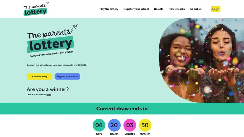 Theparents Lottery - homepage (desktop)