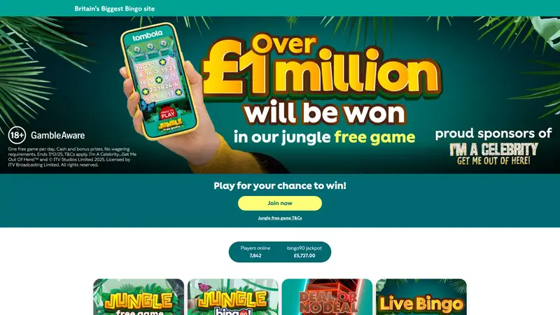 Tombola - homepage (desktop)