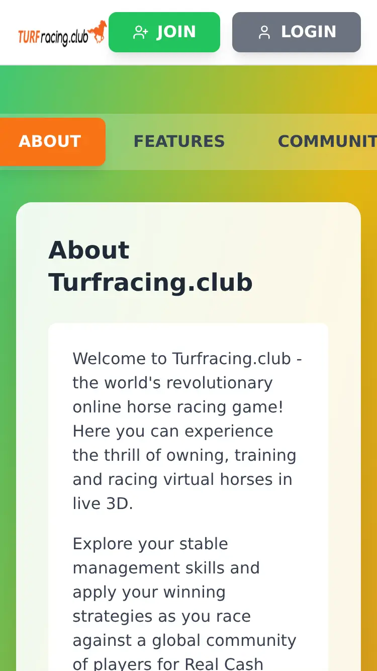 Turfracing.club - homepage (mobile)